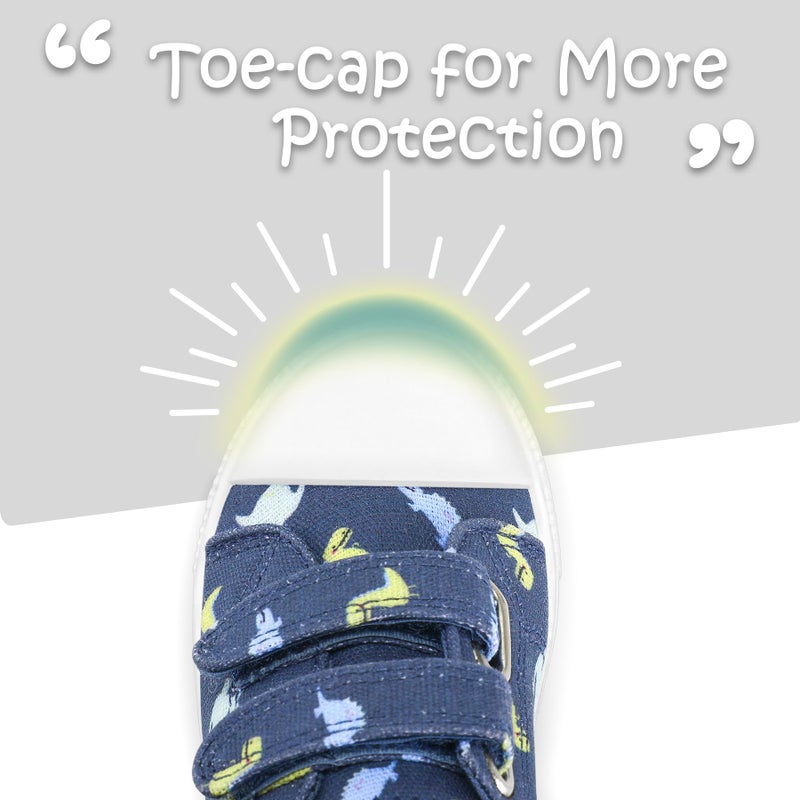 K KomForme Toddler Boys & Girls Shoes Kids Canvas Sneakers with Cartoon Dual Hook and Loops, Size 7 Toddler, Dinosaur - Image 4